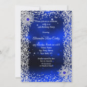 Quinceanera Tiara Dress blue winter Snowflake Invitation (Back)