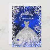 Quinceanera Tiara Dress blue winter Snowflake Invitation (Front)