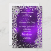 Quinceanera Tiara Dress purple winter Snowflake Invitation (Back)