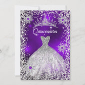 Quinceanera Tiara Dress purple winter Snowflake Invitation (Front)