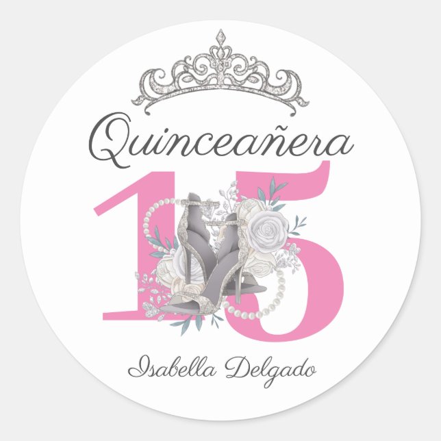 Quinceanera Tiara High Heels Sticker (Front)