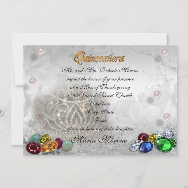 Quinceanera tiara invitation (Front)