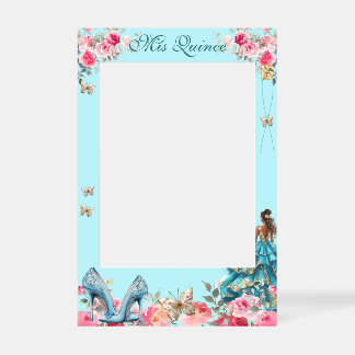 Quinceañera Turquoise Blue Selfie Photo Frame Prop