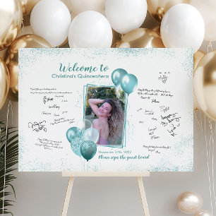 Quinceañera Turquoise Blue Signature Photo Foam Board