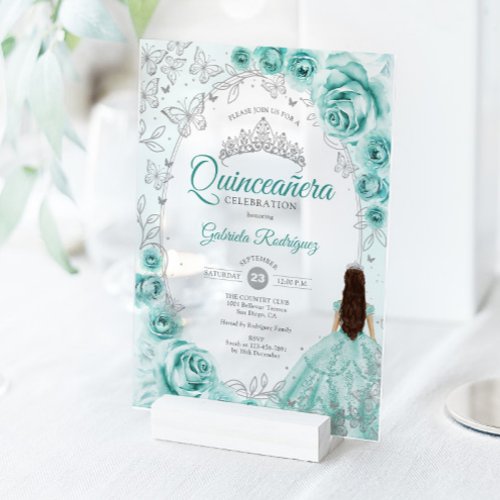 Quinceanera Turquoise Silver Floral