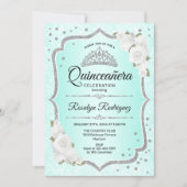 Quinceanera - Turquoise Silver  Invitation (Front)