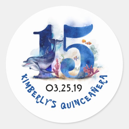 Quinceaera Under the Sea 15th Birthday Classic Round Sticker