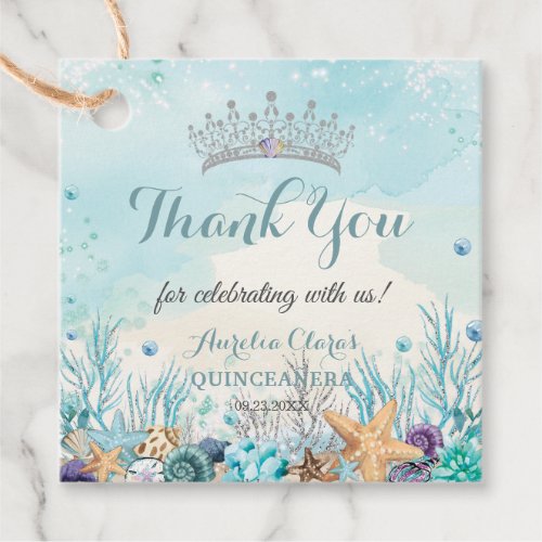 Quinceaera Under the Sea Beach Shells Corals Favor Tags