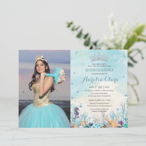 Quinceañera Under the Sea Beach Shells Photo Invitation | Zazzle