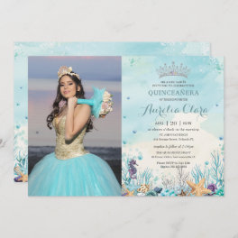 Quinceañera Under the Sea Beach Shells Photo Invitation