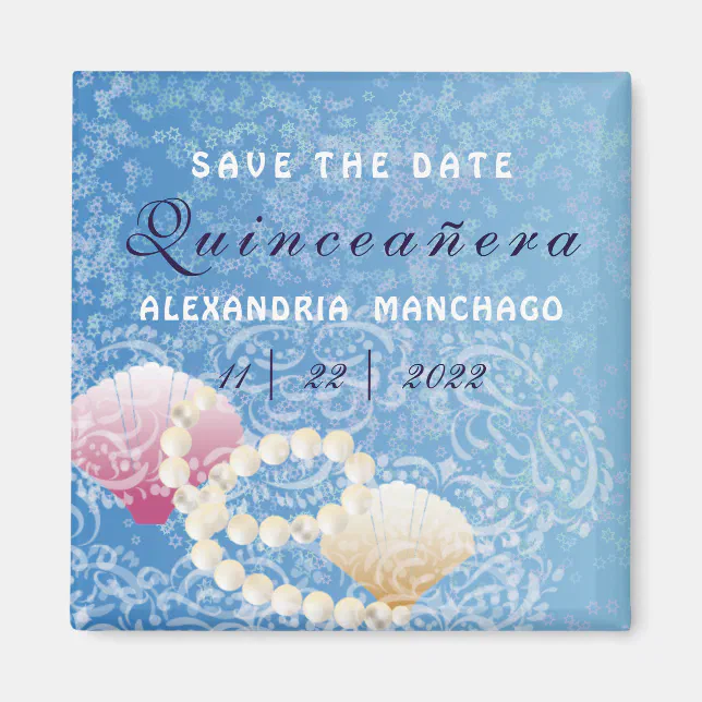 Quinceanera under the sea Save the date shells Magnet | Zazzle