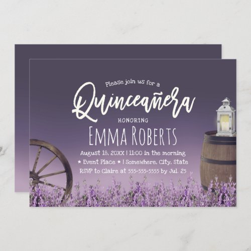 Quinceanera Vintage Lavender Flowers  Lantern Invitation