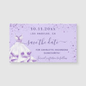 Quinceanera violet dress save the date magnet (Front)