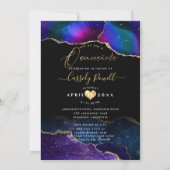 Quinceanera, Watercolor Galaxy Agate Faux Gold Inv Invitation (Back)