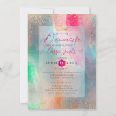 Quinceanera Watercolor Iridescent Brushstrokes Invitation (Back)