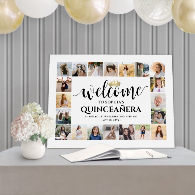 Quinceañera Welcome 20 Photo Collage 15th Birthday Foam Board (Creator Uploaded)