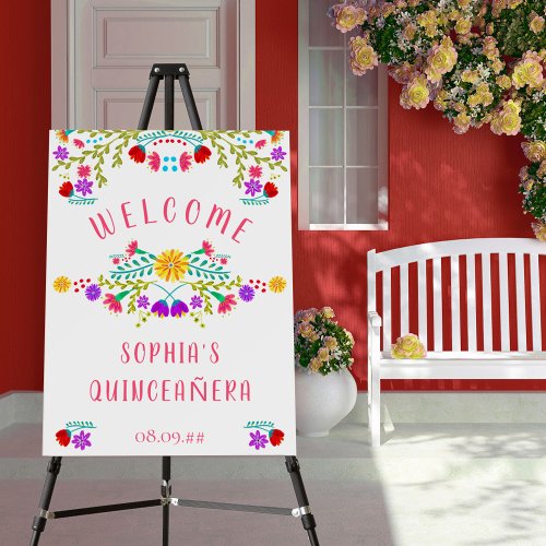 Quinceanera Welcome Mexican Fiesta White Easel Foam Board