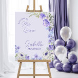 Quinceanera Welcome Purple Peri Floral Mis Quince Foam Board<br><div class="desc">Welcome to Mis Quince - personalized quinceanera welcome sign, which you can customize for any occasion. Girly floral party sign in light purple lilac with handwritten script and a frame of watercolor flowers in shades of purple lilac lavender blue. Please browse my Purple Peri Floral collection for co-ordinating invitations, stationery...</div>