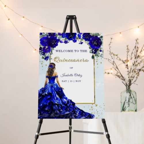 Quinceaera Welcome Royal Blue and Gold Foam Board