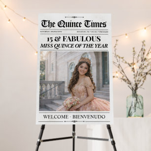 Quinceañera Welcome Sign, 15th Birthday Newspaper Foam Board