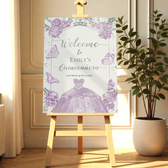Quinceanera Welcome Sign Lavender Dress Floral (Creator Uploaded)