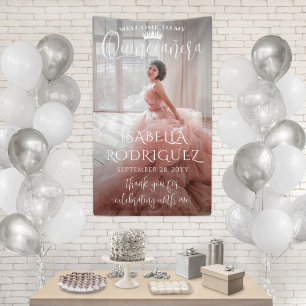Quinceañera Welcome & Thank You Large Modern Photo Banner