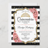 Quinceanera - White Black Blush Pink Invitation (Front)