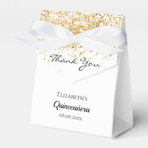 Quinceanera white gold thank you  favor boxes