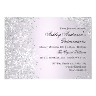 purple snowflake invitations stationery zazzle
