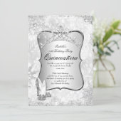Quinceanera Winter Wonderland Silver Snowflake 2 Invitation (Standing Front)