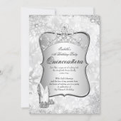 Quinceanera Winter Wonderland Silver Snowflake 2 Invitation (Front)