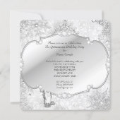 Quinceanera Winter Wonderland Silver Snowflake B Invitation (Back)
