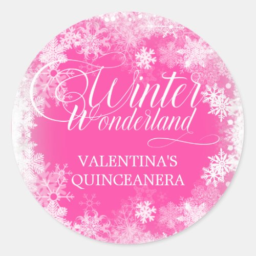 QUINCEANERA Winter Wonderland Snowflake Favor Classic Round Sticker