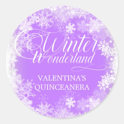 Quinceanera Winter Wonderland Snowflake Favor Classic Round Sticker