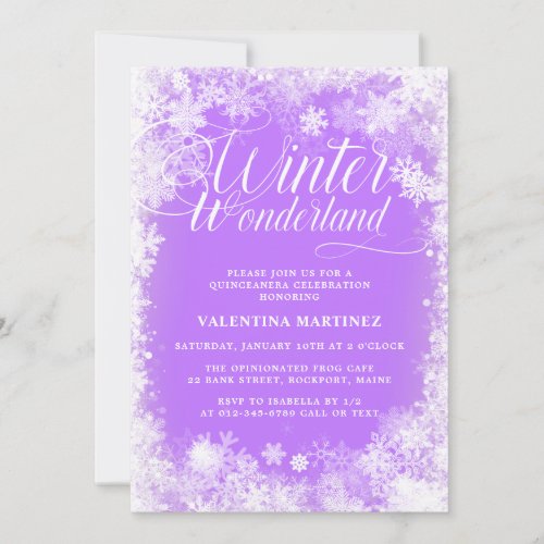 Quinceanera Winter Wonderland Snowflake Invitation