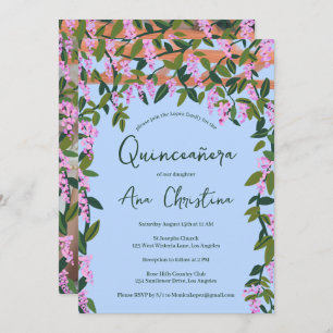 Quinceañera Wisteria Vines Floral Custom Photo Invitation