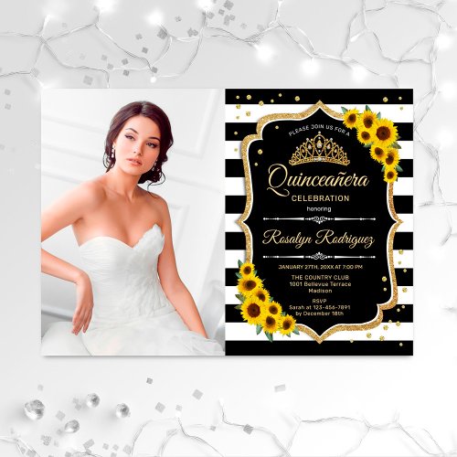 Quinceanera With Photo _ Sunflowers Invitation