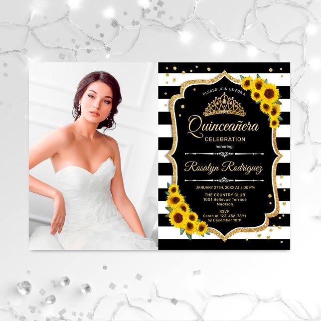 Quinceanera With Photo - Sunflowers Invitation (Creator Uploaded)