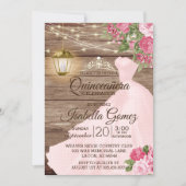 Quinceañera Wood and Pink Mauve Flowers Invitation (Front)