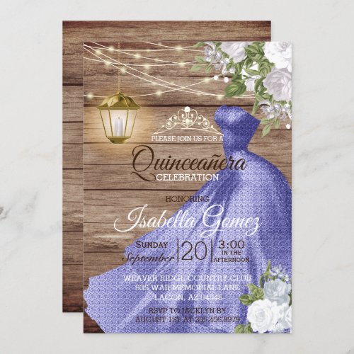 Quinceaera Wood and White Flowers Invitation