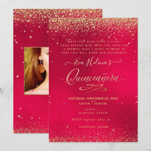 Quinceañera, Written in the Star, Red Velvet Invitation