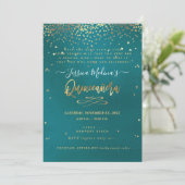 Quinceañera , Written in the Stars, DIY Teal Invitation (Standing Front)