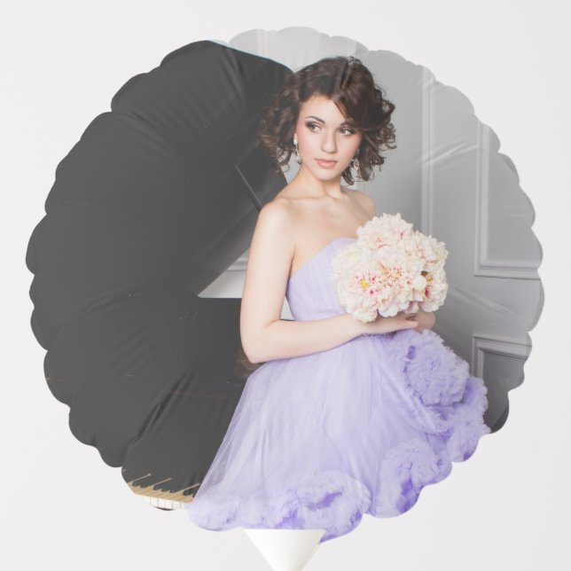 Quinceañera XV Purple Lilac Pink Floral Photograph Balloon (Front)