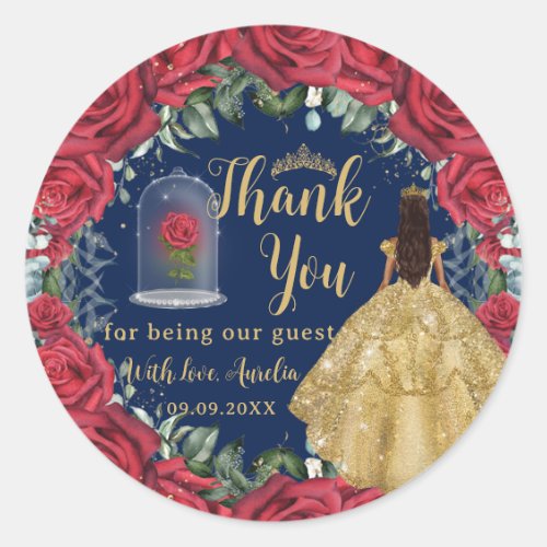 Quinceanera XV Red Floral Enchanted Rose Princess 