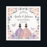 Quinceañera XV Sweet 16 Lilac Blush Floral Twins Napkins<br><div class="desc">(c) The Happy Cat Studio</div>