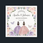Quinceañera XV Sweet 16 Lilac Blush Floral Twins Napkins<br><div class="desc">(c) The Happy Cat Studio</div>