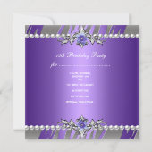 Quinceañera  Zebra Purple Pearl Silver Invitation (Back)