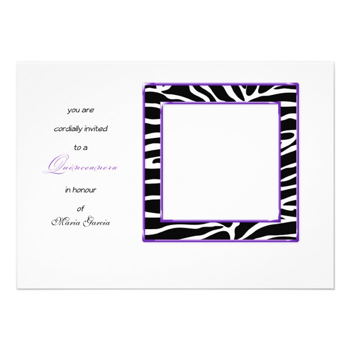 Quinceanera Zebra Themed 15th Birthday Invitation