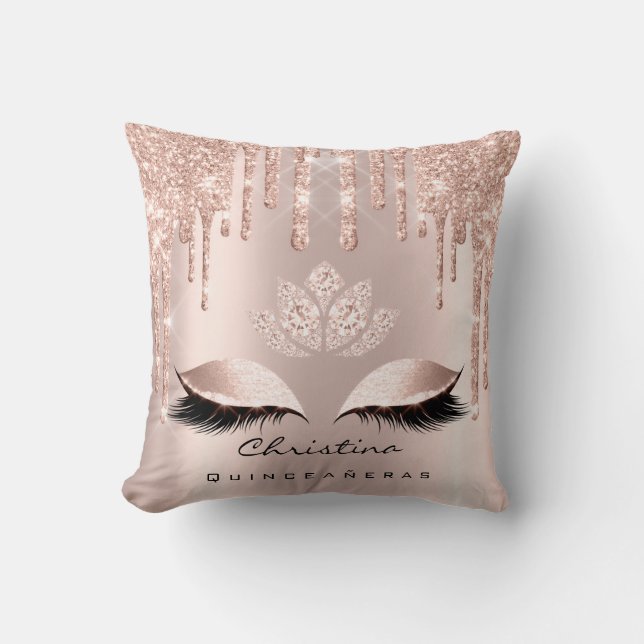 Quinceañeras Sweet 16th 15th Bridal Rose Princess Throw Pillow (Front)