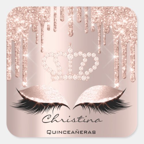 Quinceaeras Sweet 16th 15th Bridal Spark Crown Square Sticker
